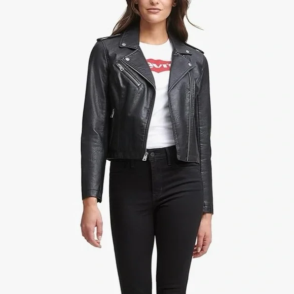 Levi’s The Classic Faux Leather Moto Jacket BNWOT - Picture 5 of 7